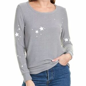 Chaser | Gray White Stars Cozy Lightweight Sweatshirt Size Medium